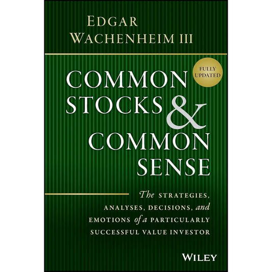Book cover with green background for Common Stocks & Common Sense  Ashish Kyal, a guide on technical analysis for experienced traders